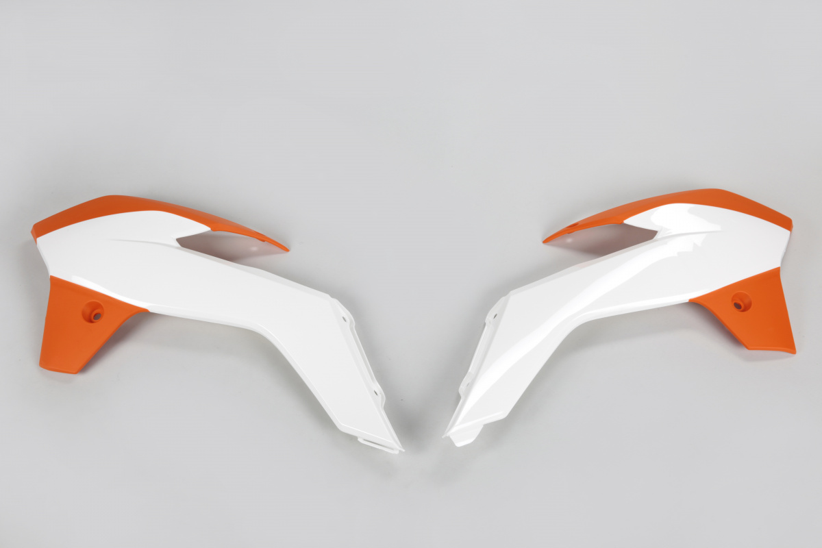 Radiator covers / White-orange - oem 15 - Ktm - REPLICA PLASTICS - KT04042-999W - UFO Plast