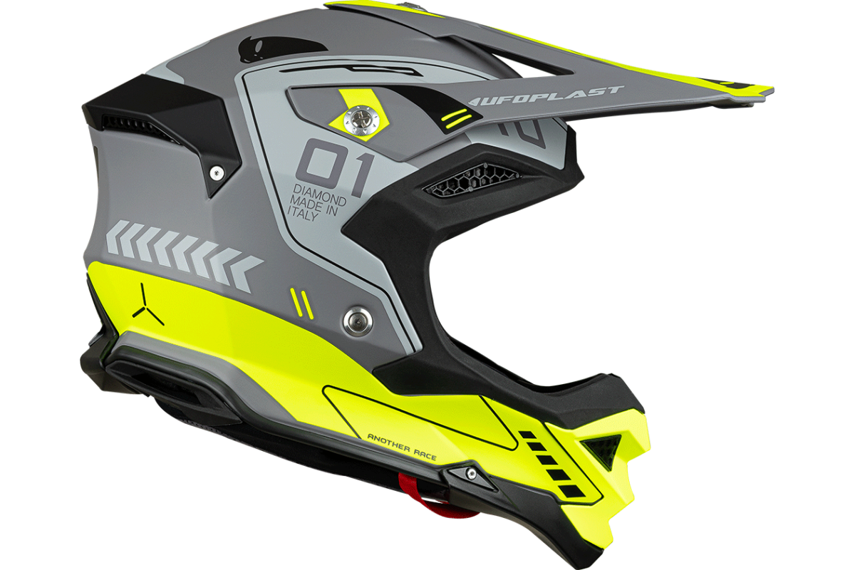 Motocross helmet Diamond grey and neon yellow - Home - he055 - UFO Plast