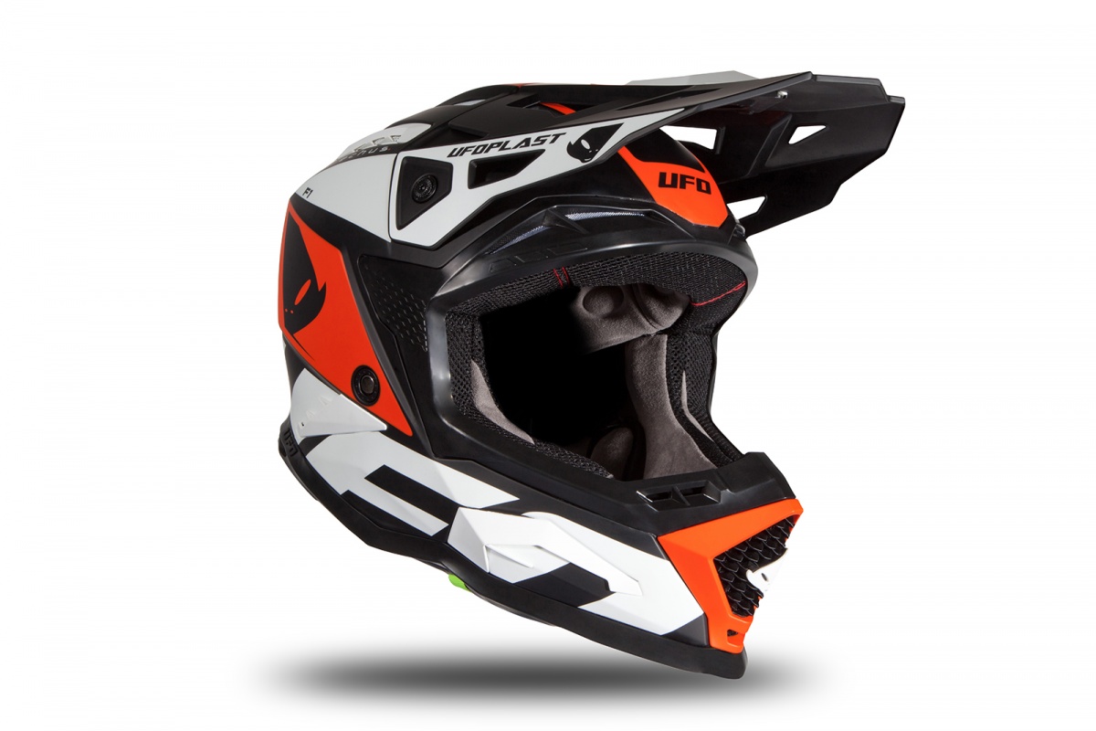 Motocross helmet Echus black, orange and white matt - NEW PRODUCTS - HE171 - UFO Plast