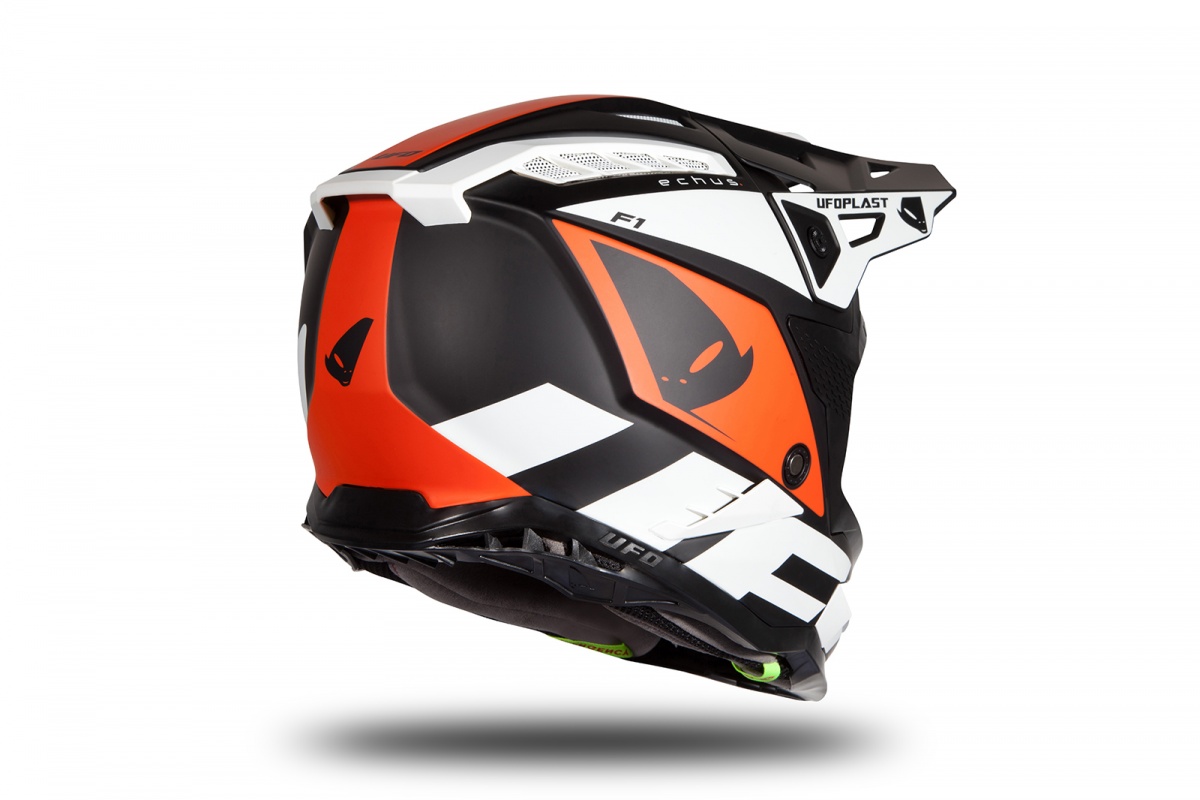 Motocross helmet Echus black, orange and white matt - NEW PRODUCTS - HE171 - UFO Plast